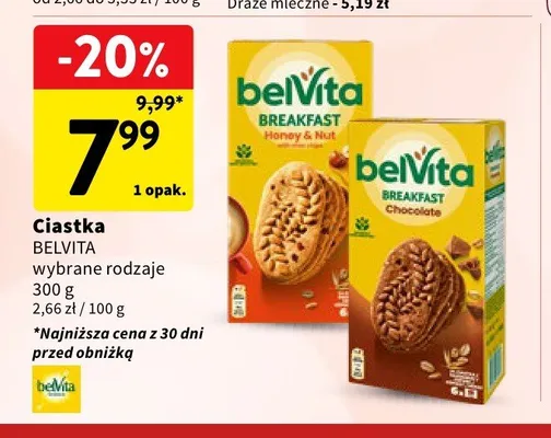 Ciastka belVita Breakfast Chocolate promocja w Intermarche