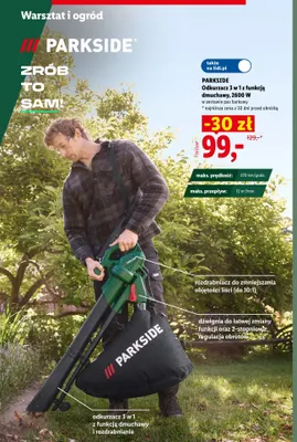 Odkurzacz 3 w 1 z funkcją dmuchawy Parkside promocja w Lidl