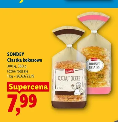 Ciastka kokosowe SONDEY Coconut Cookies promocja w Lidl