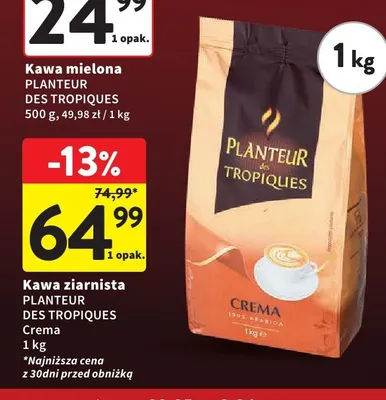Kawa ziarnista PLANTEUR DES TROPIQUES Crema promocja w Intermarche