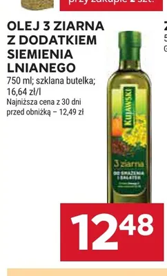 Olej rzepakowy 3 ziarna z dodatkiem siemienia lnianego Kujawski promocja w Stokrotka