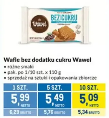 Wafle bez dodatku cukru Wawel promocja w Makro