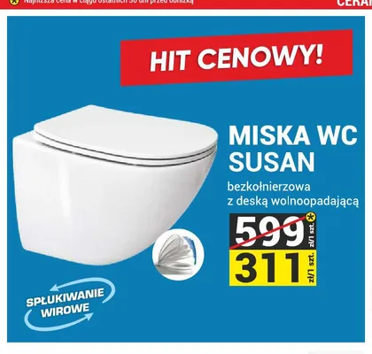 Miska WC Susan bezkołnierzowa z deską wolnoopadającą promocja w Merkury Market