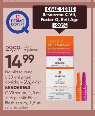 Zestaw Sesderma C-Vit serum + Acglicolic Efekt Flash serum promocja w Super-Pharm