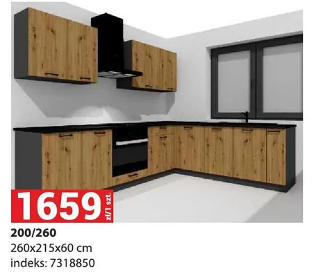 Zestaw szafek kuchennych 200/260 260x215x60cm indeks 7318850 promocja w Merkury Market