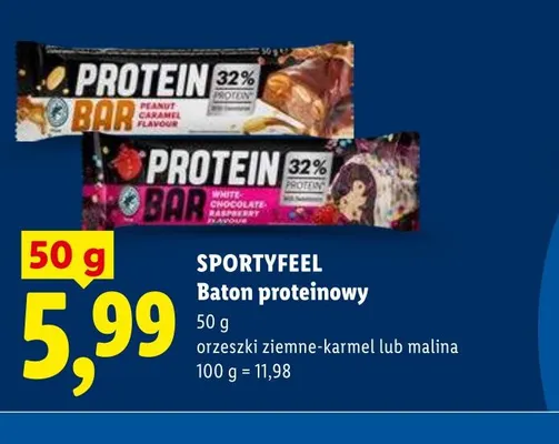 Baton proteinowy malina Sportyfeel promocja w Lidl