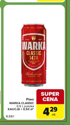 Piwo Warka Classic promocja w Carrefour Express