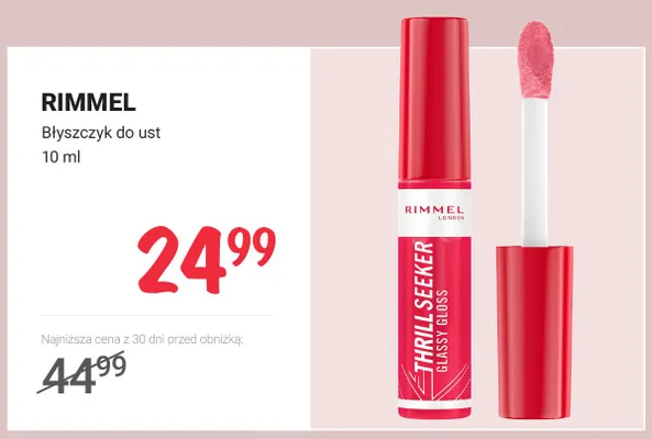 Błyszczyk do ust Rimmel Thrill Seeker Glassy Gloss promocja w Rossmann