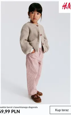 Spodnie barrel z bawełnianego diagonalu H & M promocja w H&M