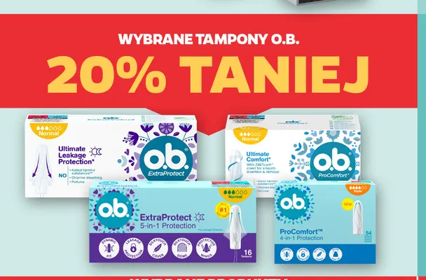 Tampony o.b. ExtraProtect Normal promocja w Netto
