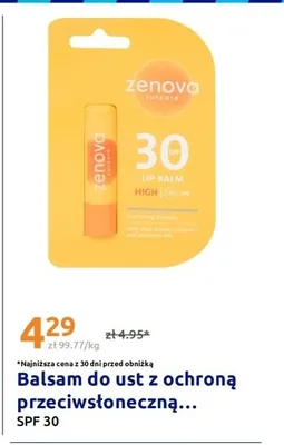 Balsam do ust z ochroną przeciwsłoneczną Zenova SPF 30 promocja w Action