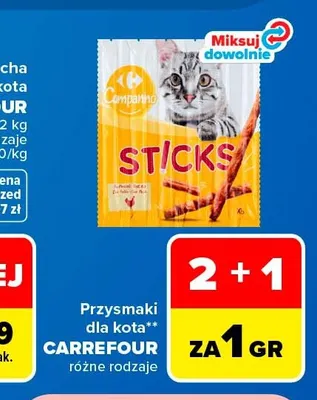 Przysmaki dla kota Carrefour Companino Sticks promocja w Carrefour Market