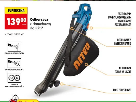 Odkurzacz z dmuchawą do liści promocja w Biedronka