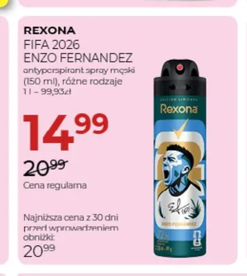 Antyperspirant spray męski FIFA 2026 Enzo Fernandez Rexona promocja w Drogerie Jawa