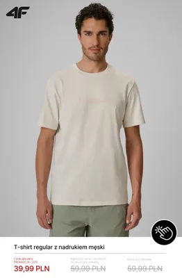 T-shirt regular z nadrukiem męski 4F promocja w 4F
