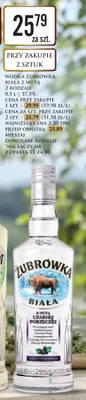 Wódka Żubrówka Biała z nutą czarnej porzeczki 37,5% promocja w Dino