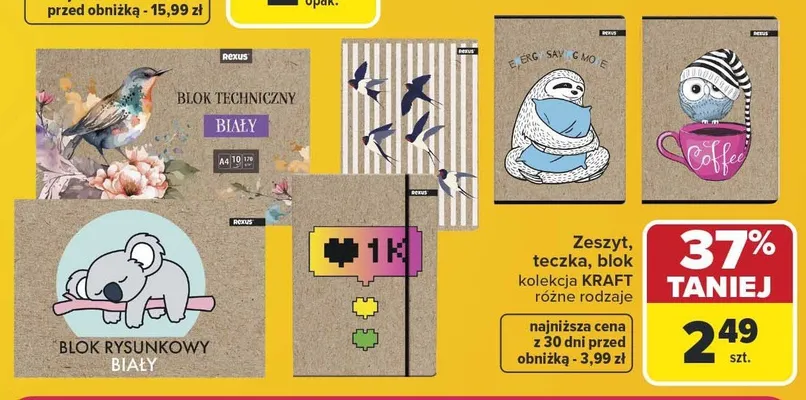 Zeszyt kolekcja KRAFT Rexus promocja w Carrefour