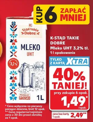 Mleko UHT 3,2% tł. K-Stąd Takie Dobre promocja w Kaufland