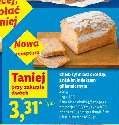 Chleb żytni bez drożdży z niskim indeksem glikemicznym promocja w Lidl