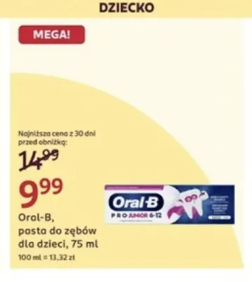 Pasta do zębów dla dzieci Oral-B promocja w Rossmann