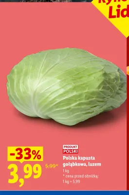 Kapusta gołąbkowa luzem promocja w Lidl