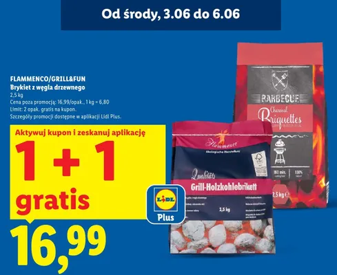 Brykiet z węgla drzewnego Flammenco promocja w Lidl