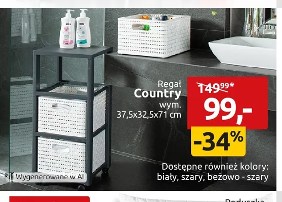 Regał Country 37,5x32,5x71 cm promocja w Black Red White