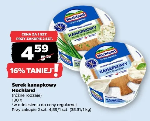Serek kanapkowy Hochland promocja w Netto