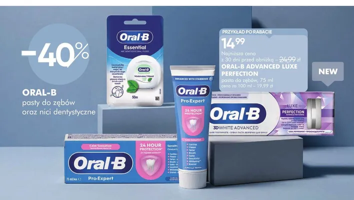 Nić dentystyczna Oral-B Essential Floss 50m promocja w Super-Pharm