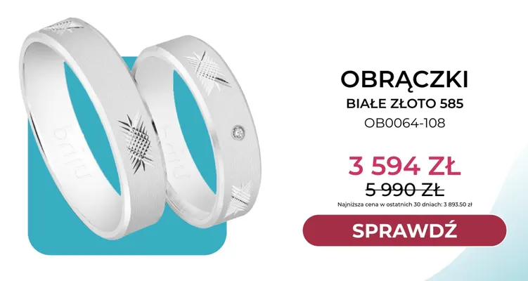 Obrączki białe złoto 585 OB0064-108 Briju promocja w Briju