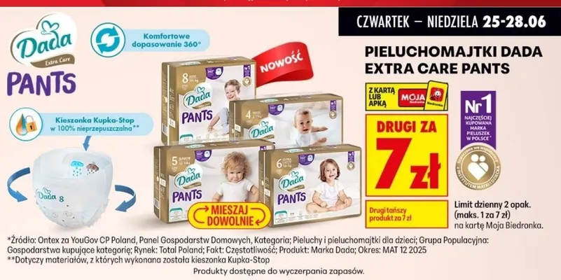 Pieluchomajtki Dada Extra Care Pants 4 Maxi 8-14 kg promocja w Biedronka