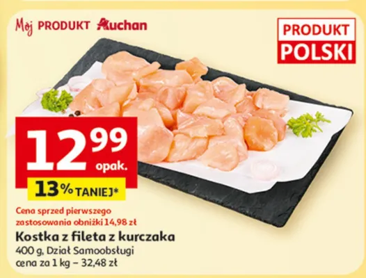 Kostka z fileta z kurczaka promocja w Auchan