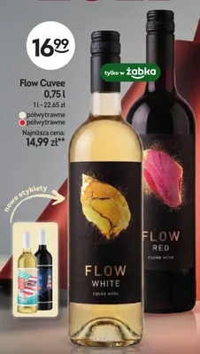 Wino czerwone półwytrawne Flow Red promocja w Żabka