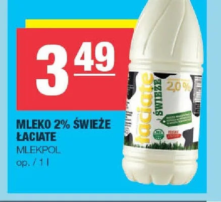 Mleko 2% świeże Łaciate Mlekpol promocja w SPAR