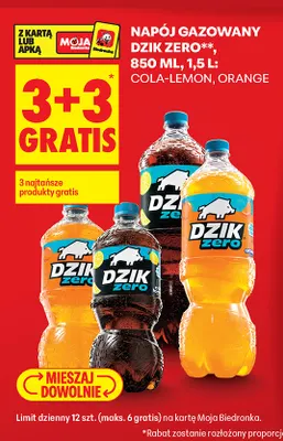 Napój gazowany Dzik Zero cola-lemon promocja w Biedronka