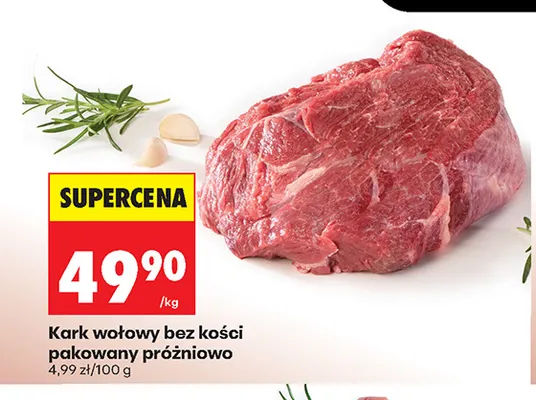 Kark wołowy bez kości pakowany próżniowo promocja w Biedronka