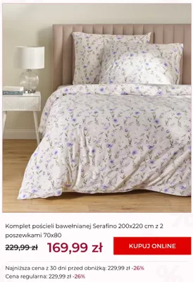 Komplet pościeli bawełnianej Serafino 200x220 cm z 2 poszewkami 70x80 promocja w home&you