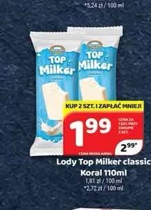 Lody Top Milker classic Koral promocja w Delfin