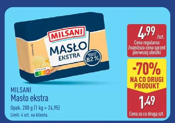 Masło ekstra Milsani promocja w Aldi