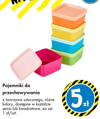 Pojemniki do przechowywania kwadratowe 5-pak promocja w Tedi