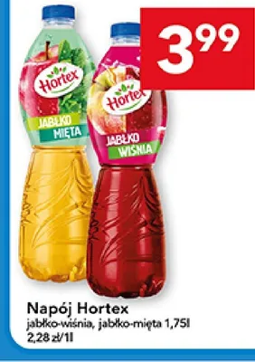 Napój Hortex jabłko-wiśnia, jabłko-mięta promocja w LEWIATAN
