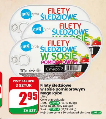 Filety śledziowe w sosie pomidorowym Mega Ryba promocja w Dino