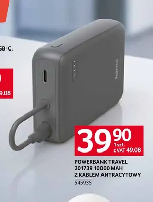 Powerbank Travel 201739 z kablem antracytowy Hama promocja w Selgros