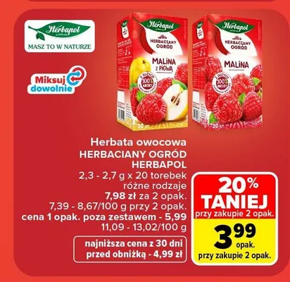 Herbata owocowa Herbapol Herbaciany Ogród Malina promocja w Carrefour