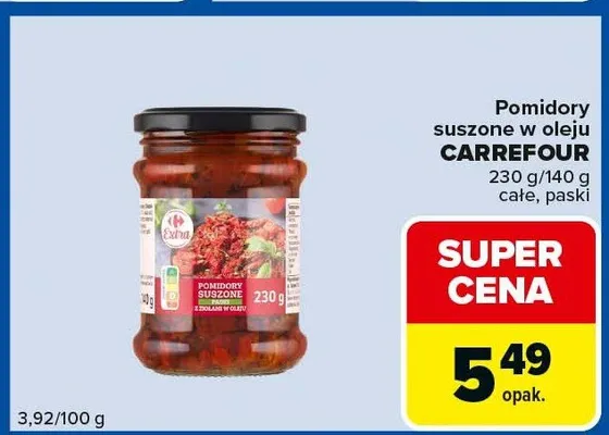 Pomidory suszone w oleju Carrefour całe promocja w Carrefour Express