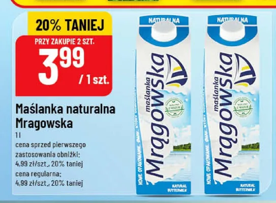 Maślanka naturalna Mrągowska Mlekpol promocja w POLOmarket