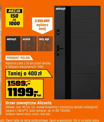 Drzwi zewnętrzne Alicante promocja w OBI