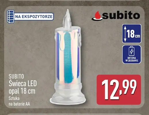 Świeca LED opal Subito 18 cm promocja w Aldi