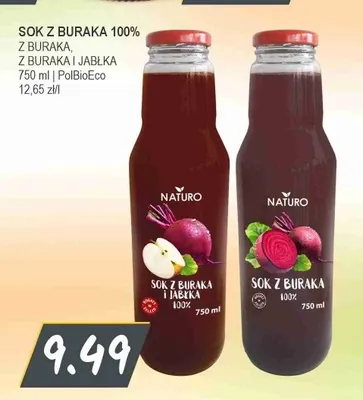Sok z buraka i jabłka Naturo 100% promocja w Słoneczko