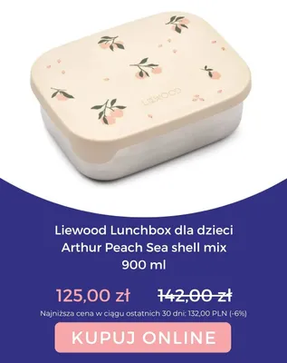 Lunchbox dla dzieci Liewood Arthur Peach Sea shell mix 900 ml promocja w BACK TO SCHOOL